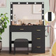 DWVO Makeup Vanity Table, Vanity Desk Set with Large Mirror, LED Lights with Adjustable Brightness