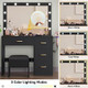 DWVO Makeup Vanity Table, Vanity Desk Set with Large Mirror, LED Lights with Adjustable Brightness