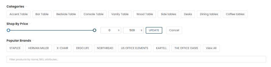 Customizable Faceted Filters Desktop