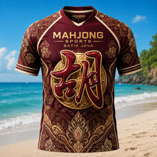 Mahjong Sports Batik Java Maroon Gold
Warna maroon yang dipadukan dengan aksen emas memberikan nuansa klasik, hangat, dan premium. Detail batik Java pada seluruh desain memperkuat identitas tradisional modern, sementara simbol Mahjong di tengah menjadi pusat perhatian. Sangat cocok untuk penggemar desain eksklusif dengan sentuhan budaya dan gaya sport.