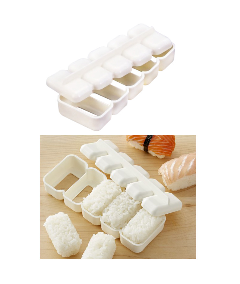 Japanese Sushi Mold - 5-Roll Nigiri Sushi Rice Ball Maker Press, Non-Stick Bento Tool