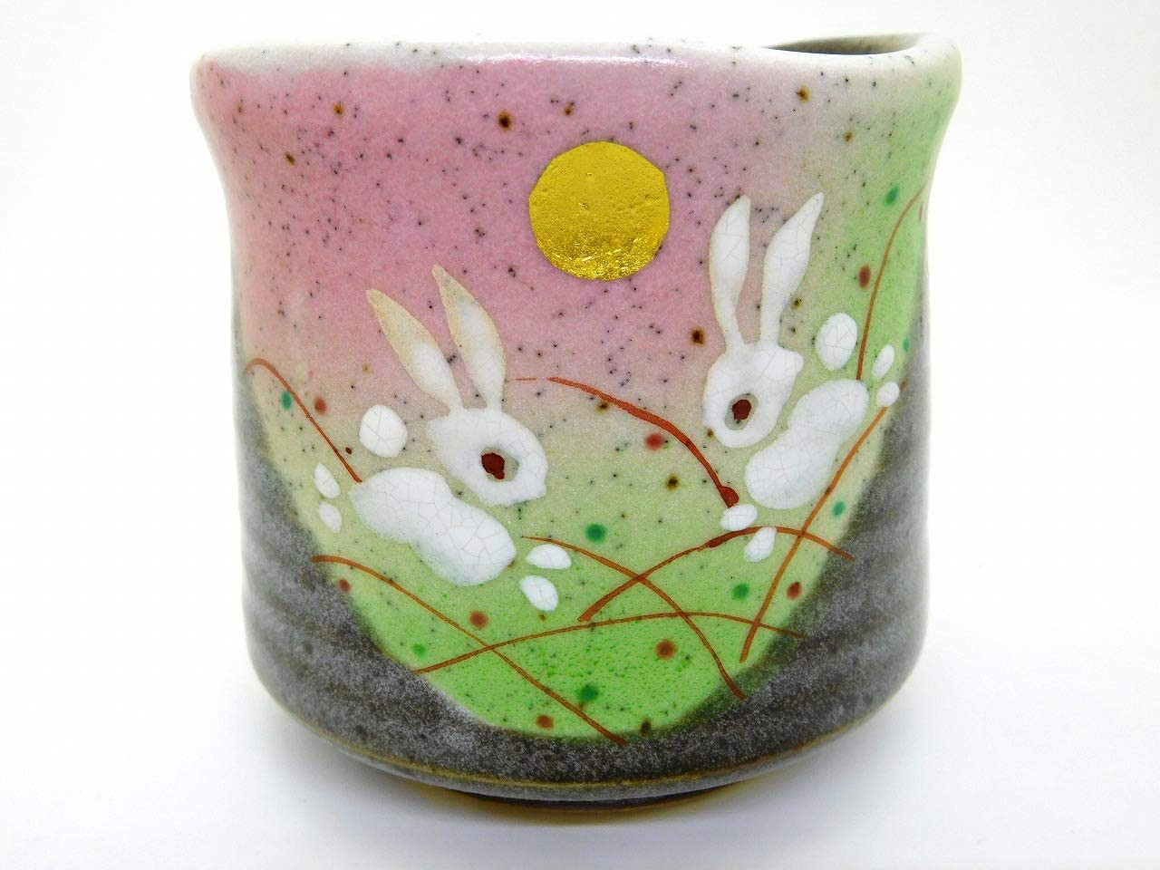 Yunomi Rabbit Kutani Yaki(ware) Japanese Yunomi Jumping Rabbit Cup - Japan Bargain Inc