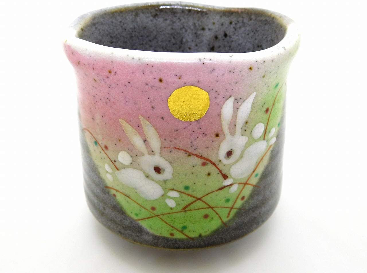 Yunomi Rabbit Kutani Yaki(ware) Japanese Yunomi Jumping Rabbit Cup - Japan Bargain Inc