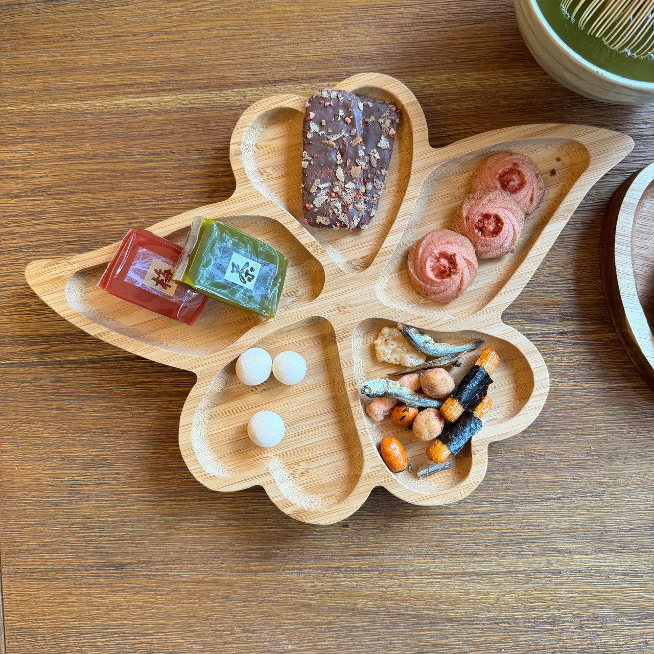 Pcs Bamboo Butterfly Heart Shaped Serving Tray Japan Bargain Inc