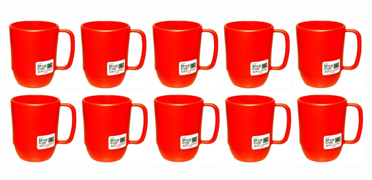 10 Pack Red Plastic Microwavable Water Mug 12oz Red BPA Free Made in Japan  - Japan Bargain Inc
