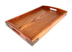 Wooden Serving Tay with Handle Rectangle Butler Tray Breakfast Lunch Bento Dinner Tray Tea Serving Tray Platter, 16.5 x 10.75 inch Wooden Serving Tay with Handle Rectangle Butler Tray Breakfast Lunch Bento Dinner Tray Tea Serving Tray Platter, 16.5 x 10.75 inch