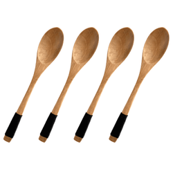 Set of 4 Wooden Dinner & Dessert Spoons – Cherry Wood, 7.75"