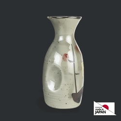 Japanese Porcelain Sake Bottle – Light Green Plum Blossom, 5 oz, Microwave & Dishwasher Safe, Made in Japan (1, 2, 6, or 12 Pack)