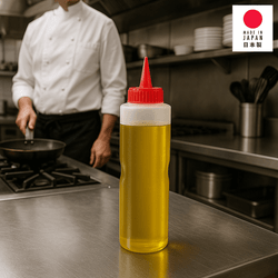 Japanese Red Squeeze Bottle – 11 oz Condiment Dispenser for Soy Sauce, Oil, or Ketchup, Made in Japan