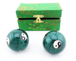 Chinese Baoding Balls – Green Health & Stress Exercise Set, 1.75"