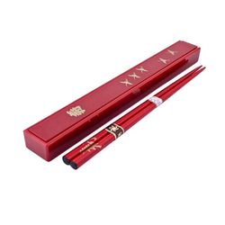 Japanese Wooden Travel Chopsticks with Red Crane Case – 9", Made in Japan Japanese Wooden Travel Chopsticks with Red Crane Case – 9", Made in Japan