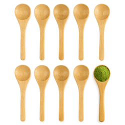 Mini Bamboo Spoons 4" – Pack of 10, Matcha Scoop, Spice & Condiment