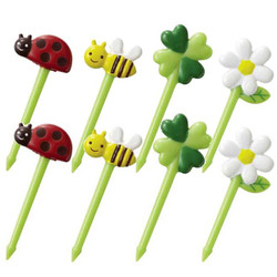 Lady Bug Bee Flower shaped Food Picks 8pc #9246
