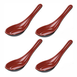 Set of 4 Asian Japanese Chinese Wonton Soba Rice Pho Ramen Noodle Soup Spoons, Black/Red Set of 4 Asian Japanese Chinese Wonton Soba Rice Pho Ramen Noodle Soup Spoons, Black/Red