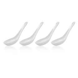 Set of 4 Asian Soup Spoons – Japanese Chinese Pho Ramen Wonton Spoons, White Melamine Set of 4 Asian Soup Spoons – Japanese Chinese Pho Ramen Wonton Spoons, White Melamine