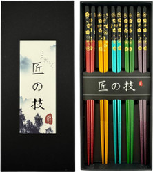 Bamboo Chopsticks Reusable Japanese Chinese Korean Wood Chop Sticks Hair Sticks 5 Pair Gift Boxed Set Dishwasher Safe, 9 inch (Metalic) Bamboo Chopsticks Reusable Japanese Chinese Korean Wood Chop Sticks Hair Sticks 5 Pair Gift Boxed Set Dishwasher Safe, 9 inch (Metalic)