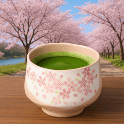 Yamakiikai Minou Pottery Matcha Tea Bowl – Shirokesho Pink Cherry Blossoms, Handmade in Japan by KaneJin