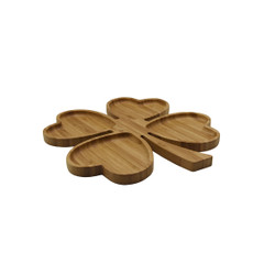 Four Grids Romantic Wedding Heart Shaped Leave Design Bamboo Fruit Snack Serving Tray Plate Appetizer Section Platter Four Grids Romantic Wedding Heart Shaped Leave Design Bamboo Fruit Snack Serving Tray Plate Appetizer Section Platter