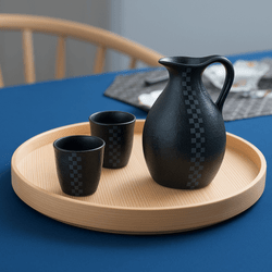 Japanese Porcelain Sake Set – Black & Silver, Made in Japan
