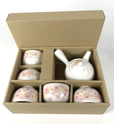 Japanese Tea Set Porcelain Teapot and Teacup Set For Adults And Women, Chinese Asian Oriental Style Teasets, Sakura Pink Cherry Blossom, Made In Japan