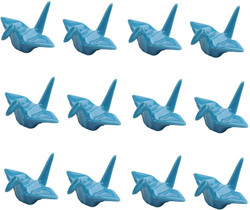 Set of 12 Blue Porcelain Chopstick Rest Origami Crane Shape Set of 12 Blue Porcelain Chopstick Rest Origami Crane Shape