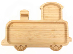 Bamboo Train Shaped Food Plate for Snacks Appetizer 