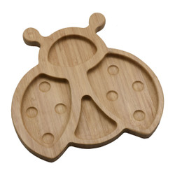 Bamboo Food Ladybug Shaped Plate for Snacks Appetizer Fruit