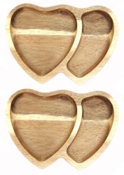 2 Pcs Wood Double Heart Shape Romantic Serving Tray 2 Pcs Wood Double Heart Shape Romantic Serving Tray