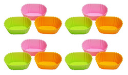 4 Set Set of 3 Oval Shape Silicon Food Cups for Bento Box