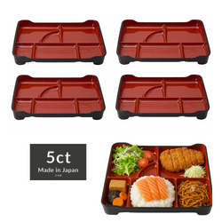 Red and Black Japanese Lacquered Bento Box – 6 Compartments, 5 ct, Made in Japan Red and Black Japanese Lacquered Bento Box – 6 Compartments, 5 ct, Made in Japan