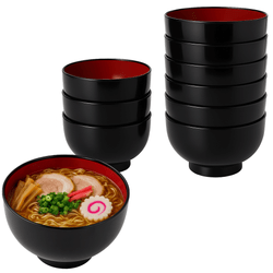 10 Pack Japanese Soup Bowls – 38 fl oz Black & Red Ramen, Udon, Pho Bowls, Restaurant Grade, Made in Japan