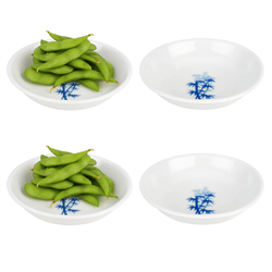 Set of 4 Japanese Style Soy Sauce Dishes – 3.75" Bamboo-Pattern Melamine Dipping Bowls for Sushi, Snacks, and Appetizers