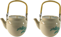 2 Pack Beige Plastic Teapot Unbreakable Tea pot for Home or Restaurant Made in Japan 38 oz
