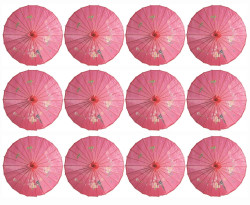 12 Pack Hot Pink Nylon Umbrella Parasol Dance Decorate 22 in Kid Size 