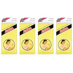 Salux Yellow Nylon Japanese Beauty Skin Bath Wash Cloth – Exfoliating Body Towels, 4 Pack, Made in Japan