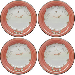4 Pack Round Porcelain Appetizer Plate Maneki Neko Smiling Lucky Cat Pattern for Cat Lovers Made in Japan 6.5-inch 4 Pack Round Porcelain Appetizer Plate Maneki Neko Smiling Lucky Cat Pattern for Cat Lovers Made in Japan 6.5-inch