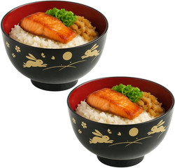 2 Pack Plastic Soup Bowls Bunny and Moon Pattern 4.25-Inch Lacquer Finish Made in Japan 2 Pack Plastic Soup Bowls Bunny and Moon Pattern 4.25-Inch Lacquer Finish Made in Japan