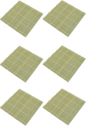 6 Pack Natural Bamboo Sushi Mat Sushi Roller 9.5 inch Square