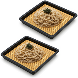 Set of 2 – Japanese Soba Noodle Plates with Bamboo Look Drain Mat – Lacquered Sushi Serving Trays, Made in Japan Set of 2 – Japanese Soba Noodle Plates with Bamboo Look Drain Mat – Lacquered Sushi Serving Trays, Made in Japan