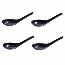 4 Pack Black Spoons Wonton Miso Ramen Noodle Soup Spoons