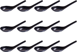 12 Pack Black Spoons Wonton Miso Ramen Noodle Soup Spoons