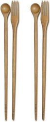 2 Pack 13 inch Long Bamboo Cooking Chopsticks with Spoon and Fork 3-in-1 Taste and Cook Cooking Utensil