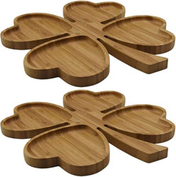 2 Pack Four Grids Romantic Wedding Heart Shaped Leave Design Bamboo Fruit Snack Serving Tray Plate Appetizer Section Platter 2 Pack Four Grids Romantic Wedding Heart Shaped Leave Design Bamboo Fruit Snack Serving Tray Plate Appetizer Section Platter