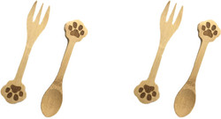 2 Pack 2 Piece Doggy Paw Themed Bamboo Spoon and Fork Set for Kids | Appetizer Fruit Dessert Ice Cream Yogurt Spice Salt Sugar Spoon and Fork 2 Pack 2 Piece Doggy Paw Themed Bamboo Spoon and Fork Set for Kids | Appetizer Fruit Dessert Ice Cream Yogurt Spice Salt Sugar Spoon and Fork