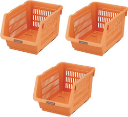 3 Pack Japanese Stackable Storage Bin Kitchen Pantry Organizers Food Basket for Fruit Potato Condiments and Spices Orange 3 Pack Japanese Stackable Storage Bin Kitchen Pantry Organizers Food Basket for Fruit Potato Condiments and Spices Orange