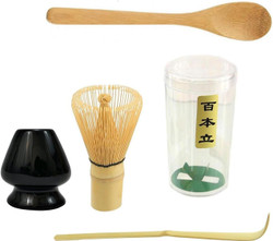  Japanese Matcha Chasen Bamboo Whisk Tea Spoon and Tea Scoop Chashaku and Stand Green Tea Ceremony Whisk Set 