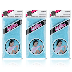 Salux Blue Nylon Japanese Beauty Skin Bath Wash Cloth – Exfoliating Body Towels, 3 Pack, Made in Japan