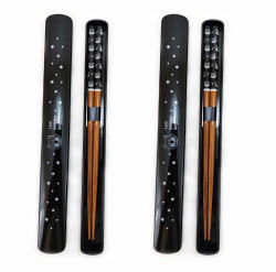 2 Pack Bamboo 8.75 in Shiba Inu Chopsticks Lacquered Plastic Case Made in Japan 2 Pack Bamboo 8.75 in Shiba Inu Chopsticks Lacquered Plastic Case Made in Japan