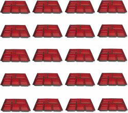 20 Pack Plastic Bento Box Lacquered 6 Compartment 11.75x9.5 inch