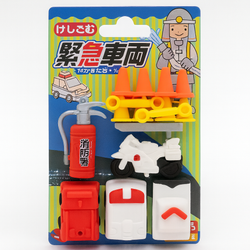 Iwako Japanese Puzzle Eraser Set – Fireman & Accessories, 18-Piece, Made in Japan